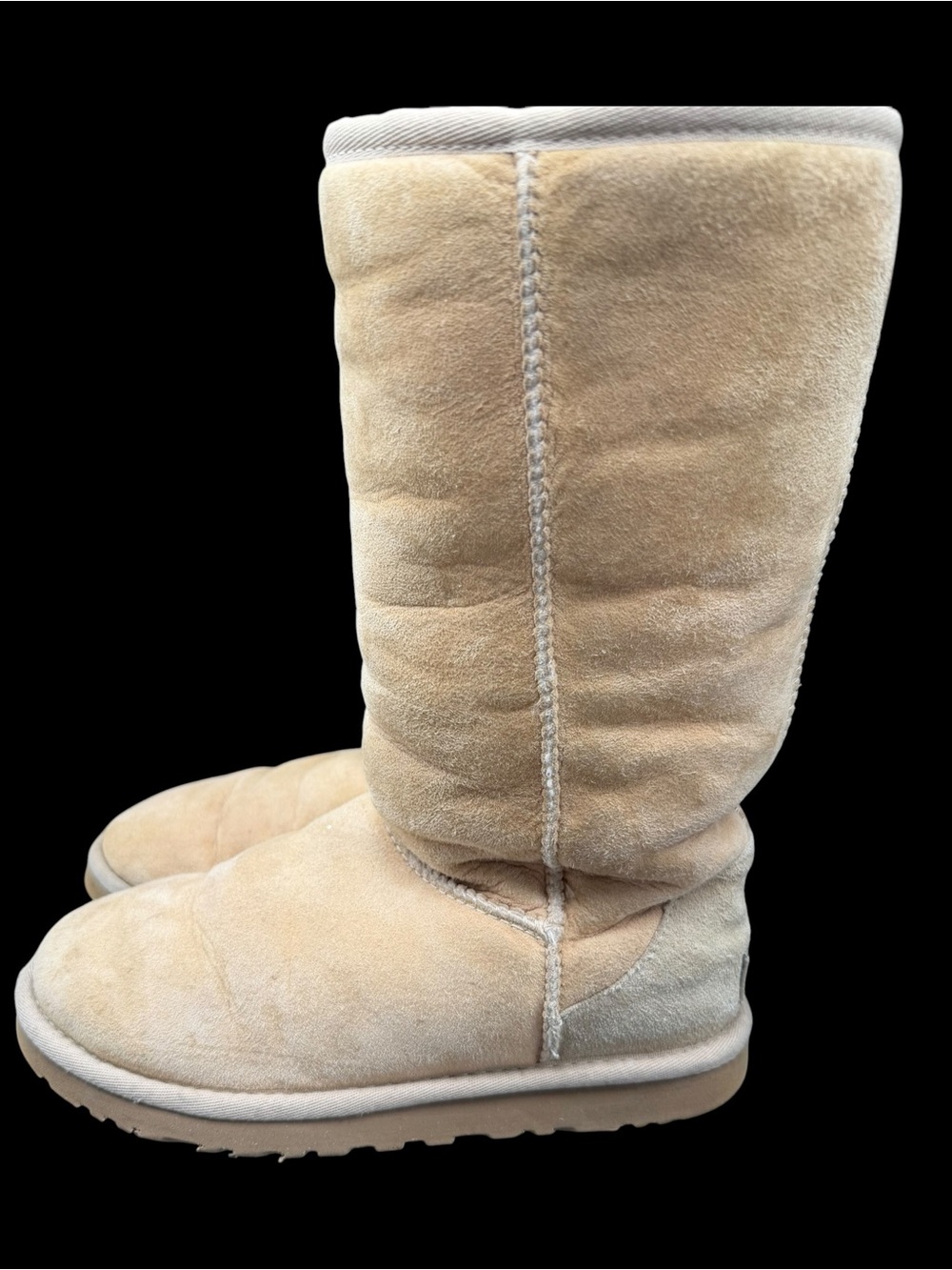 UGG Australia Classic Tall Sand Sheepskin Suede Boots Women’s Size 5 - Picture 2 of 8